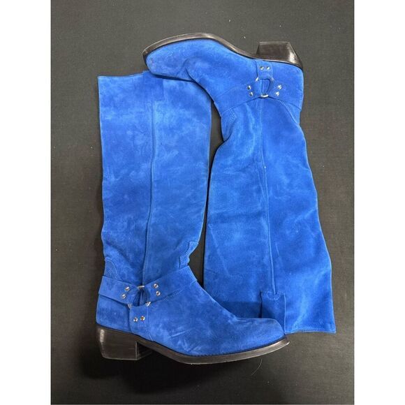 Free People Lockhart Suede Leather Harness Boots Carpenter Blue 7.5 - Picture 4 of 7